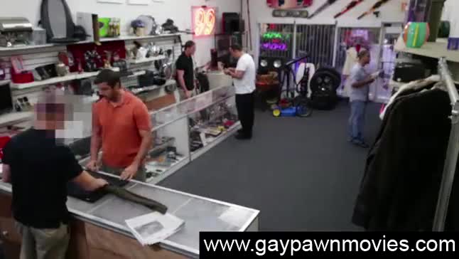 Cum facial for straight paid for gay sex at pawn shop