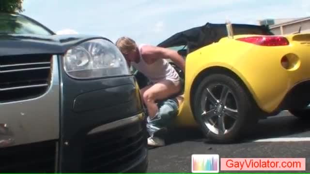 Blonde guy getting ass fucked in vehicle gay boys